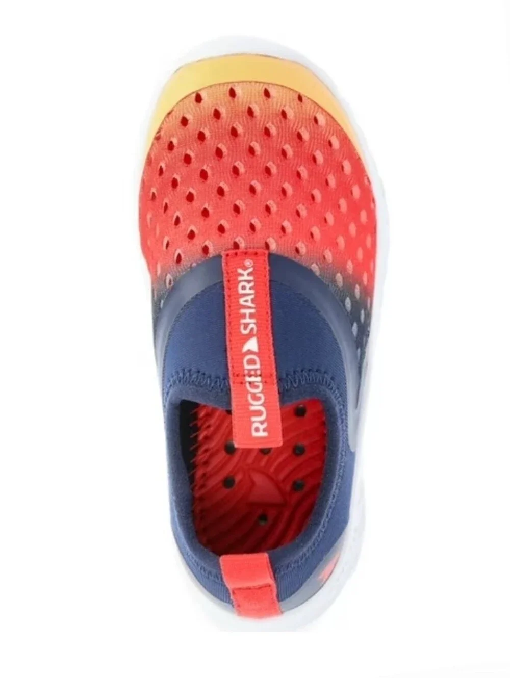 Rugged Shark Toddler Slip-On Water Shoes in Red, Navy & Yellow Size: 9